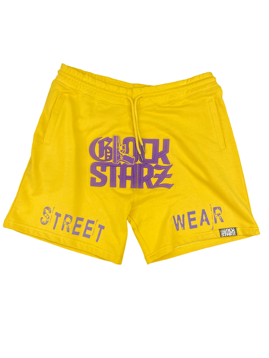 glockstarz street wear shorts (go lakers)